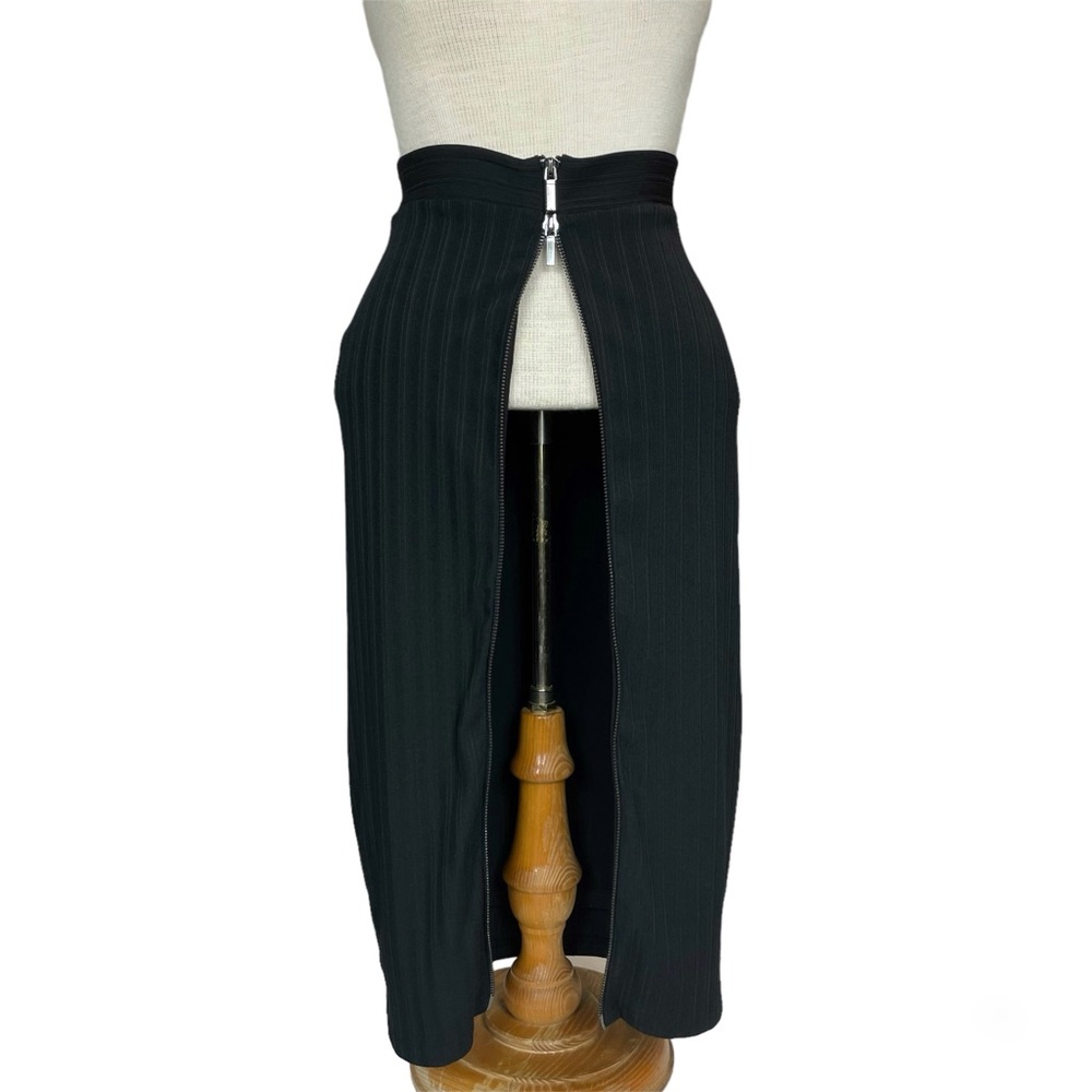 Bebe Full Zip Bodycon Knee Length Pencil Skirt in Black Size XS - Picture 3 of 12